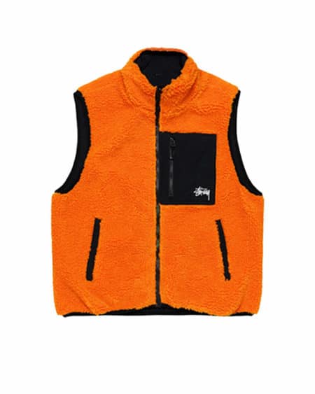 sherpa reversible stussy couleur tangerine vue de face