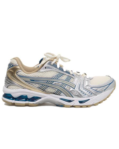 Asics gel Kayano 14 océan haze Dark olive vue de coté fond blanc