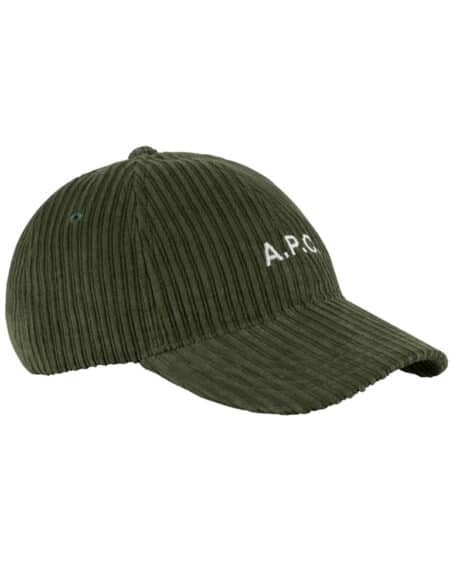 apc casquette charlie velours vert foret vue de face