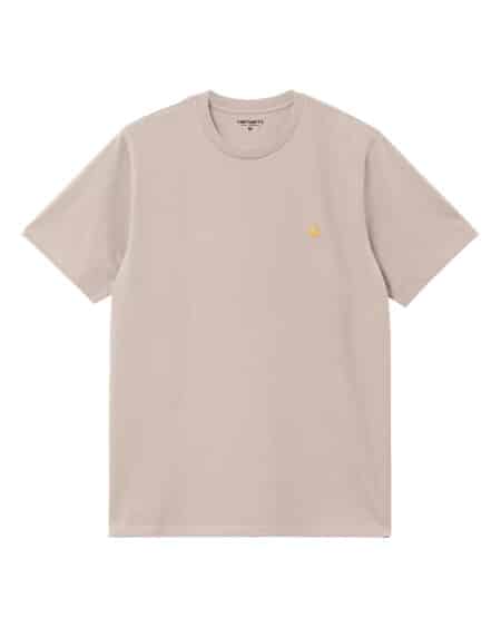 t-shirt chase manches courtes de la marque carhartt wip couleur dusky beige vue de face