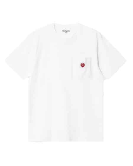 t shirt pocket heart manches courtes de couleur blanc de la marque carhartt wip vue de face